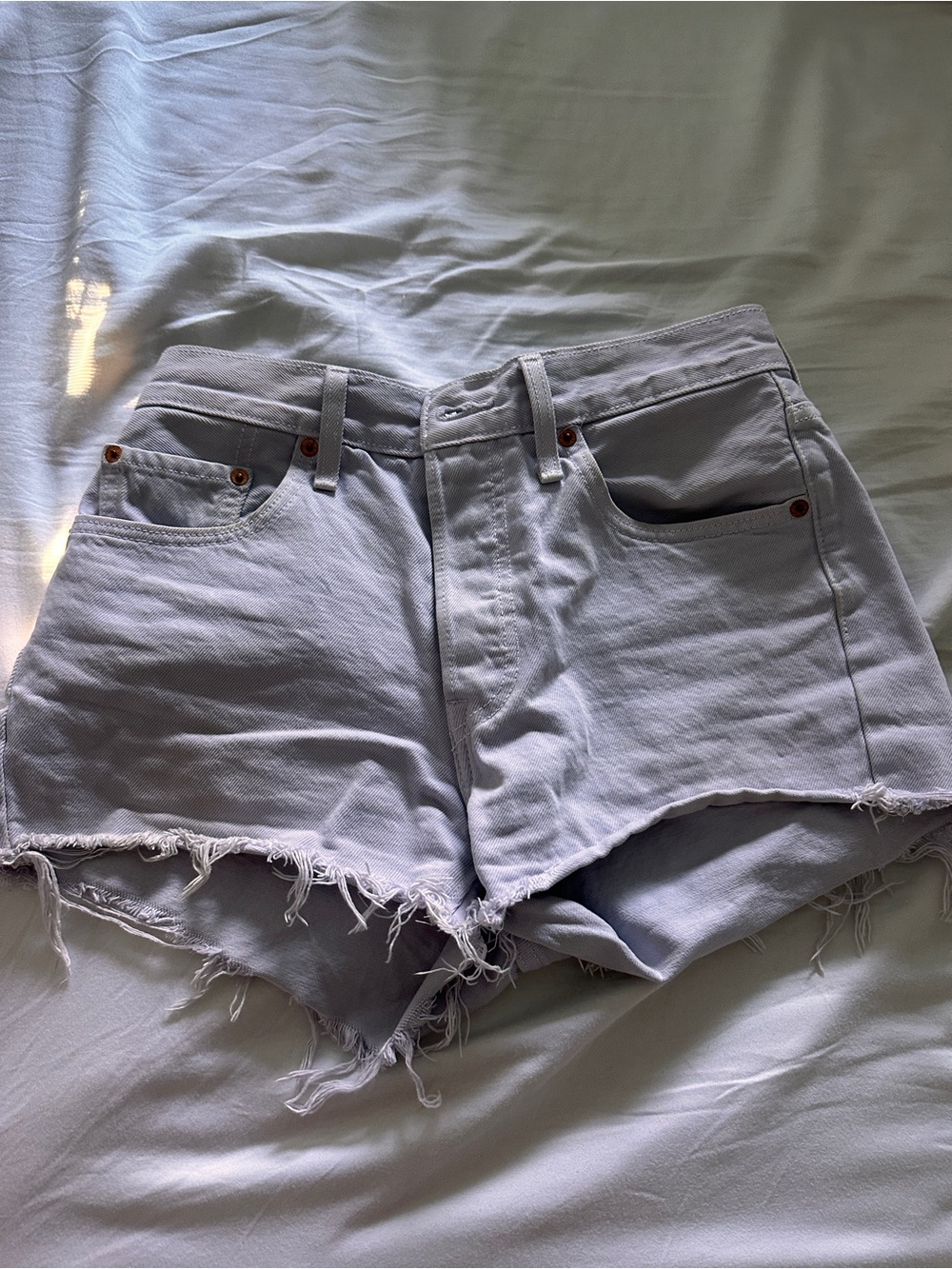 Levi's Light Lavender Cutoff Denim Shorts